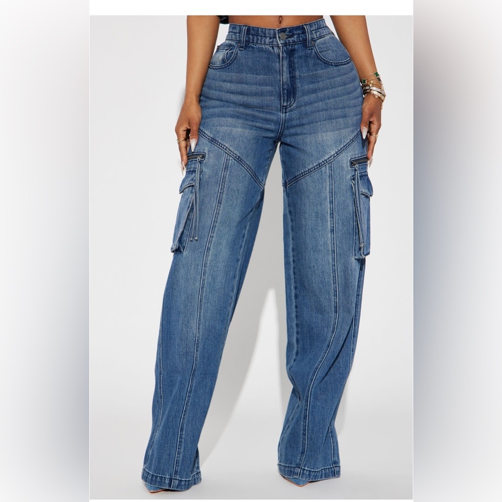Denim Cargo Straight Jeans Size 9